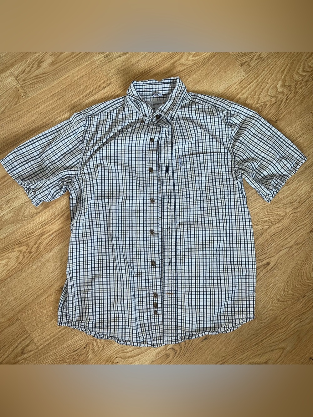 Carhartt Relaxed Fit Men's M Plaid Cotton Short Sleeve Button-Up Shirt